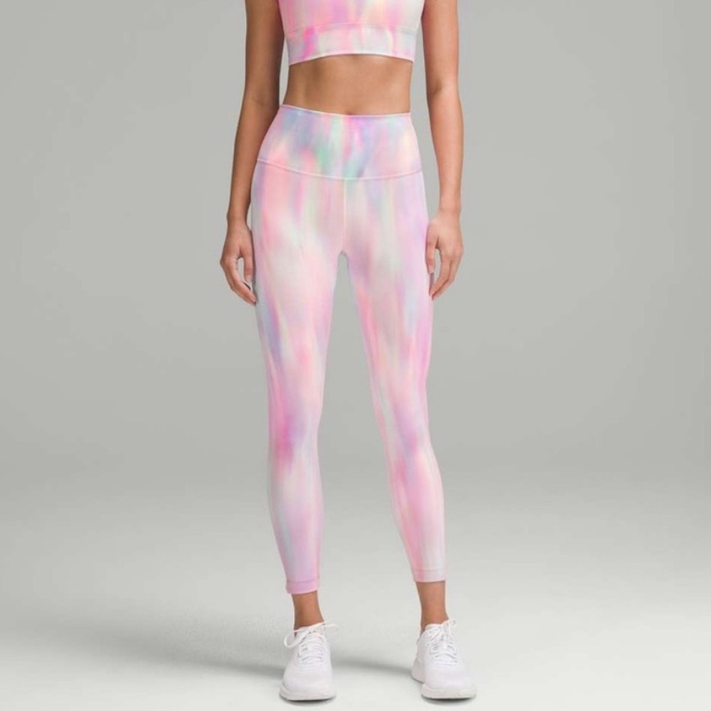 lululemon psychedelic tie dye multicolor wunder train leggings size 6 25”